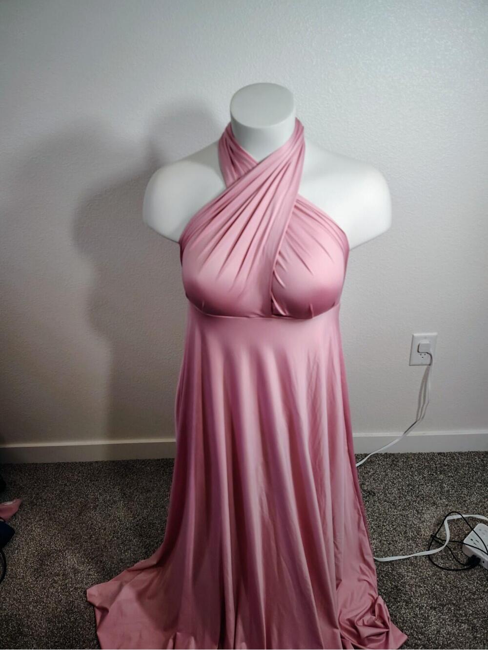 Pink Infinity Dress Sz M/L/XL  Stretch Mulit way convert Maternity Long A Line
